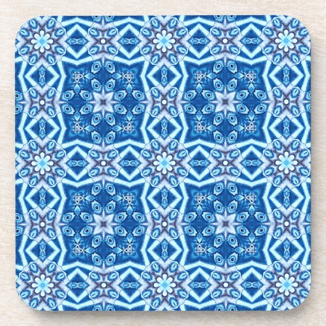 Blauschneeviereckiges Muster Getränkeuntersetzer (Vorderseite)