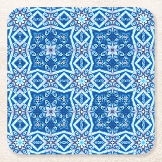 Blauschneeviereckiges Muster Rechteckiger Pappuntersetzer (Vorderseite)