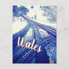 Blauschneewinterstraße in Wales Postkarte