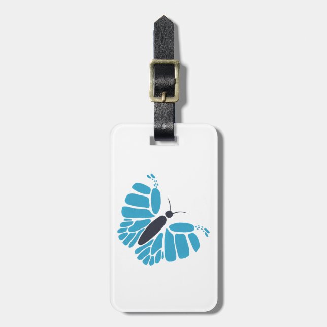 Blauschwarz abstrakter Schmetterling mit Gepäckanh Gepäckanhänger (Vorderseite vertikal)