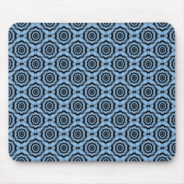 Blauschwarze Blume Nahtloses Muster Mousepad (Vorne)