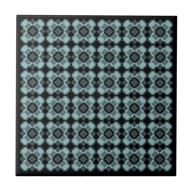 Blauschwarzes Karo-Argyle-Muster Fliese (Vorderseite)
