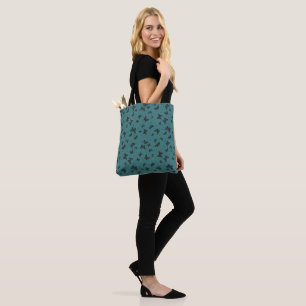 Blauschwarzes Vintage-Schmetterlingsmotiv-Muster Tasche
