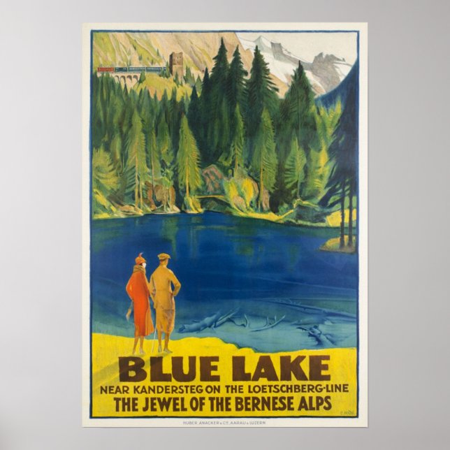 Blausee/Blauer Kandersteg, Schweiz Vintag Poster (Vorne)