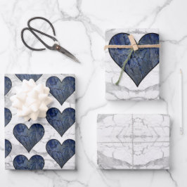Blausteinmarbelmuster Geschenkpapier Set