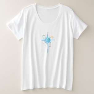 Blausternmuster Große Größe T-Shirt
