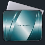 Blauton-Metallic-Look-Stainless-Steel-Muster Laptopschutzhülle<br><div class="desc">Blauer Farbton,  glänzender metallischer Look,  Edelstahlmuster. Benutzerdefiniertes und optionales Monogramm Verfügbar auf anderen Produkten und kann für jedes der Produkte,  die auf Zazzle angeboten werden,  angefordert werden.</div>
