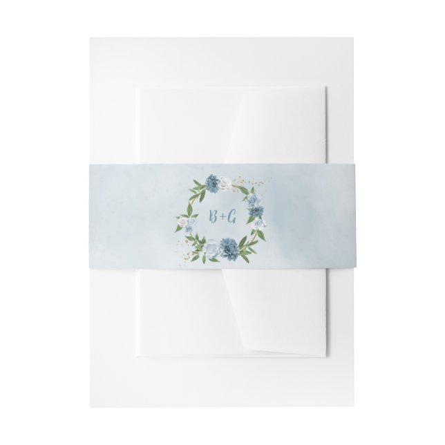 Blautöne Blume Grüne Hochzeit Einladungsbanderole (Vorderseite Beispiel)