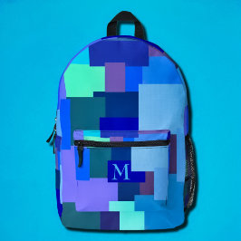Blautöne - Ihre Monogramm Bedruckter Rucksack