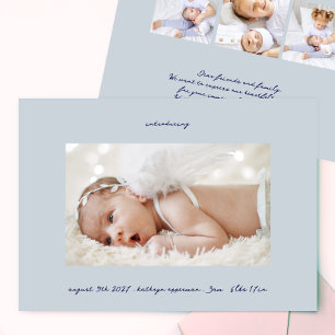 Blautöne in handgeschriebener Farbe, die Foto-Baby Ankündigung