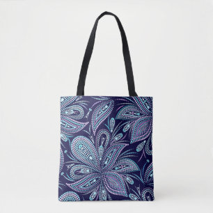 Blautöne mit Pisley und Perlen. Orname Tasche