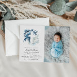 Blautönen Taufe Foto Einladung<br><div class="desc">Feiern Sie die Taufe Ihres Babys mit diesem wunderschönen blauen Marineblumen-Design mit einem Foto Ihres Babys. Der Text und die Formulierung können zusammen mit anderen Merkmalen dieses Designs personalisiert sein. Das Bild kann ersetzt und bearbeitet werden.</div>