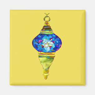 Blautürkische Lampen Mosaikkunst Aquarell Magnet