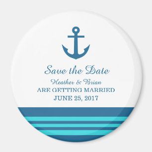 Blautürkisfarbener Wasseranker Save the Date Magnet