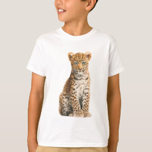 Blaüugige sitzende Leopard-Jungtier-Illustration f T-Shirt