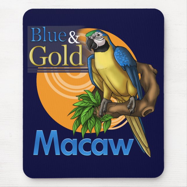 Blauund GoldMacaw Mousepad (Vorne)