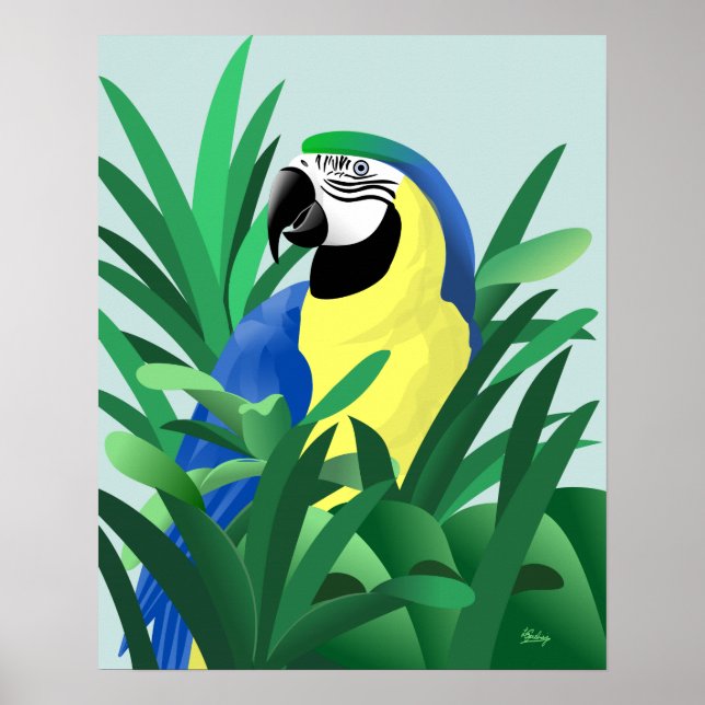 Blauund GoldMacaw Poster (Vorne)
