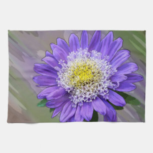 Blauviolett-Blume Geschirrtuch