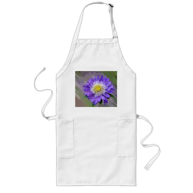 Blauviolett-Blume Lange Schürze (Vorne)