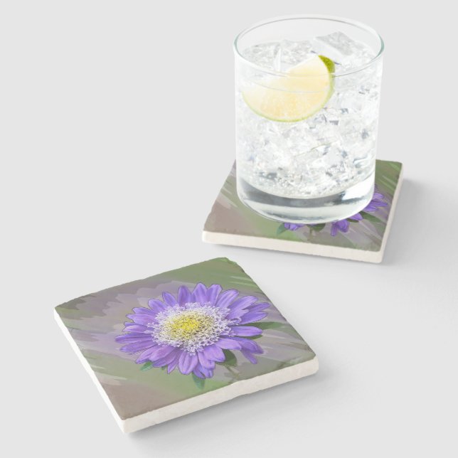Blauviolett-Blume Steinuntersetzer (Seitenansicht)
