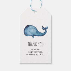 Blauwal-Babyparty danken Ihnen. Aquarellmarine Geschenkanhänger