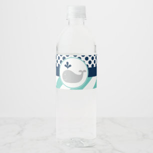 Blauwal-Babyparty-Wasser-Flaschen-Aufkleber
