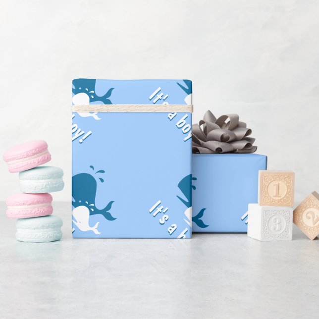 Blauwal-Babywaschpapier Geschenkpapier (Babyparty)