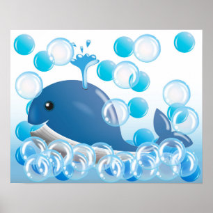 Blauwal-Kinderzimmer-Wandkunst Poster