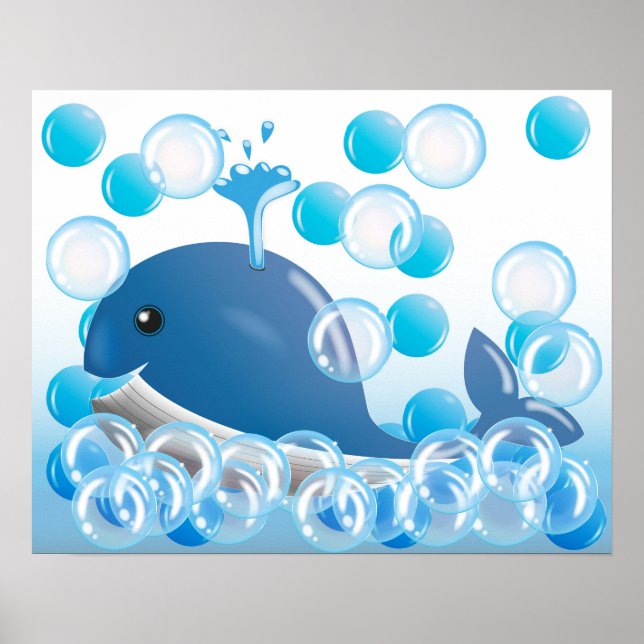 Blauwal-Kinderzimmer-Wandkunst Poster (Vorne)