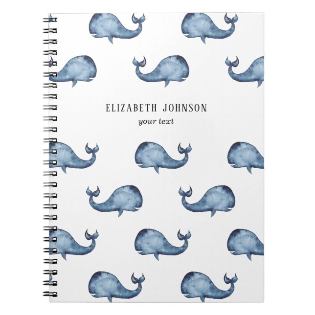 Blauwal. Meerestiere. Nautische Marinemuster Notizblock (Vorderseite)