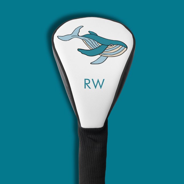 Blauwal-Monogramm Golf Headcover (Blue whale golf head cover)