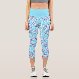 Blauwal-Muster Capri Leggings