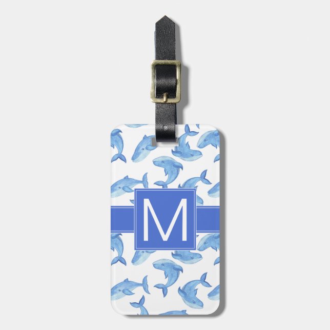 Blauwal-Muster Gepäckanhänger (Vorderseite vertikal)