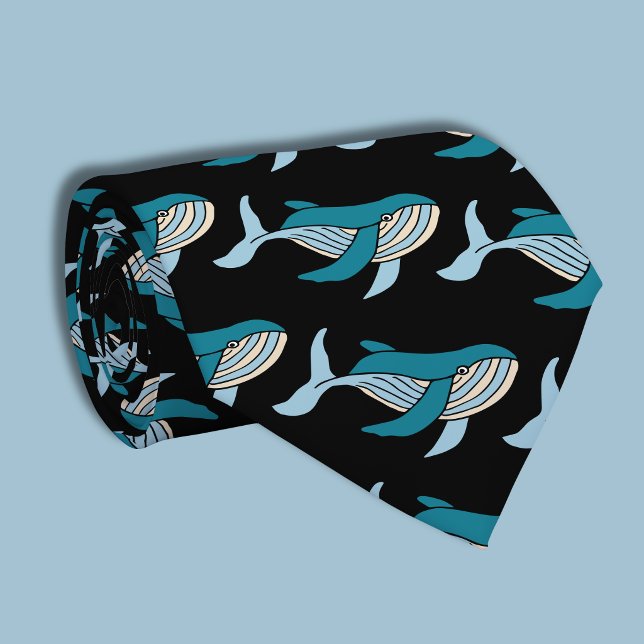 Blauwal-Muster Krawatte (Blue whale tie)