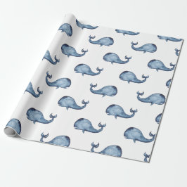 Blauwal. Nautische Marinemuster. Meerestier Geschenkpapier