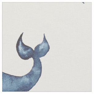 Blauwal. Nautische Marinemuster. Meerestier Stoff