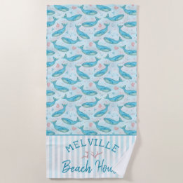 Blauwal-Seestrand-Haus-personalisierter Ozean Strandtuch