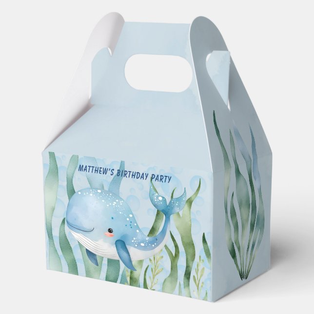 Blauwal unter dem Sea Boy Birthday Party Geschenkschachtel (Vorderseite)