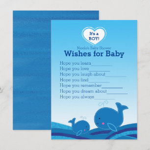 Blauwal-Wünsche für Baby Shower-Spiel Einladung