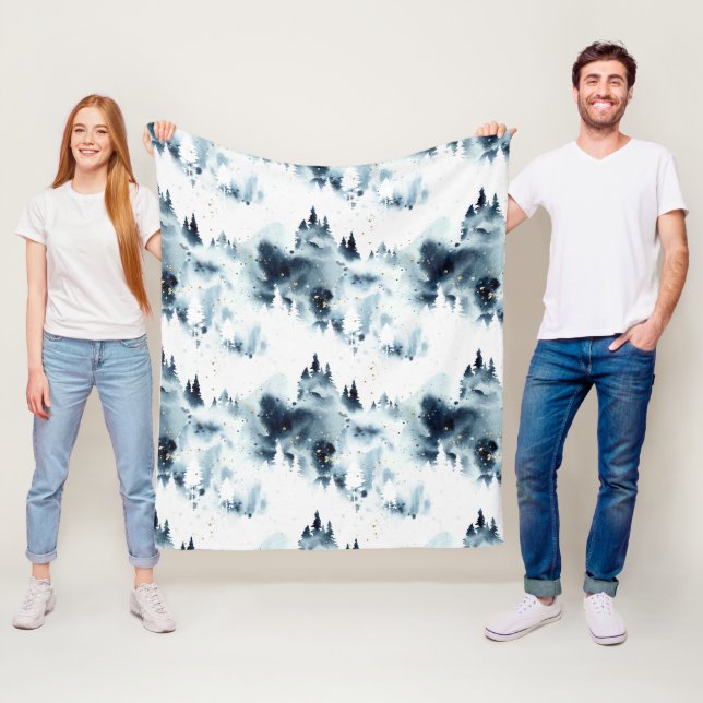 Blauwald-Aquarellmuster Fleecedecke (Beispiel)