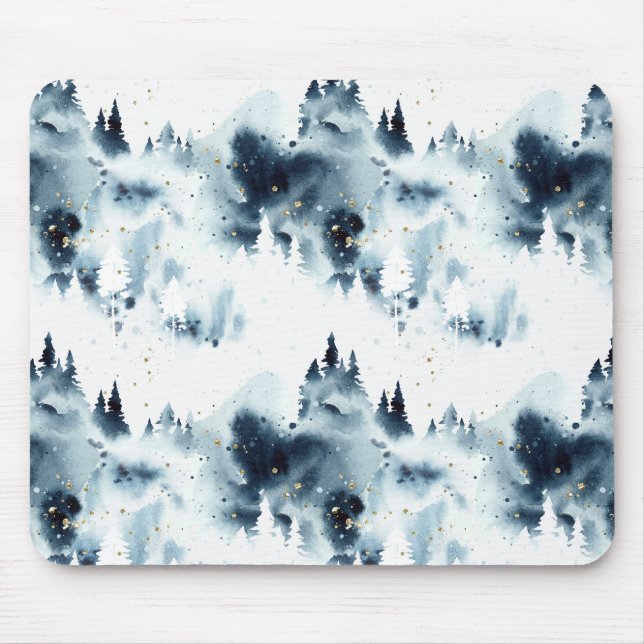 Blauwald-Aquarellmuster Mousepad (Vorne)