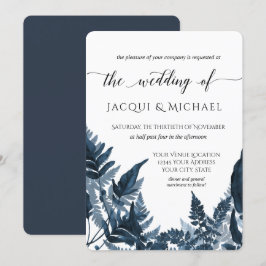 Blauwald-Fern-Foliage Wasserfarbe Hochzeit Einladung