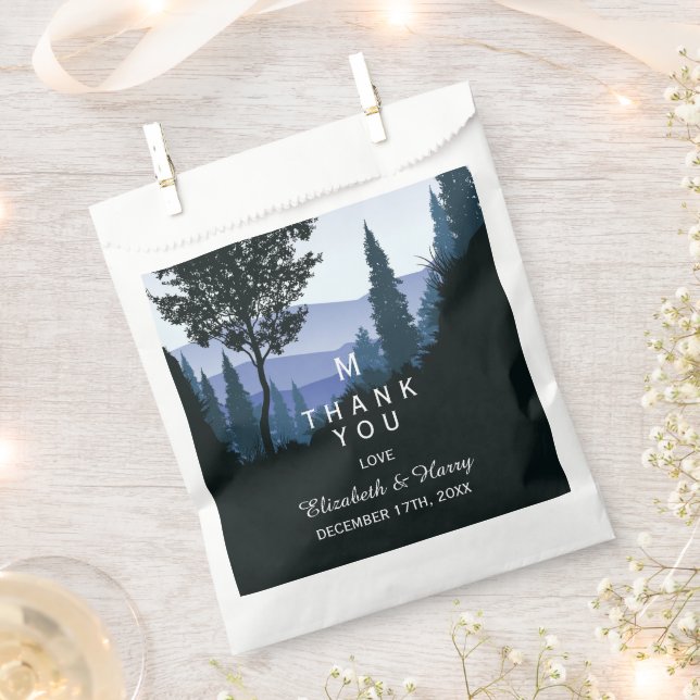 Blauwald, rustikale Hochzeit Geschenktütchen (Ausgeschnitten)