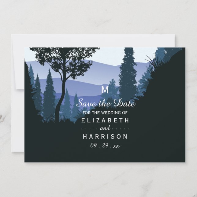 Blauwald, rustikale Hochzeit retten das Datum Save The Date (Vorderseite)