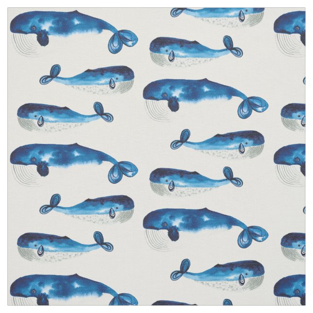 Blauwale der Wasserfarbe Stoff (Muster)