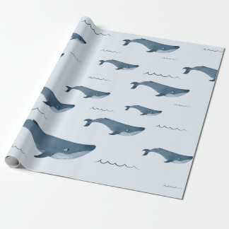 Blauwale, die im Ozean schwimmen Geschenkpapier