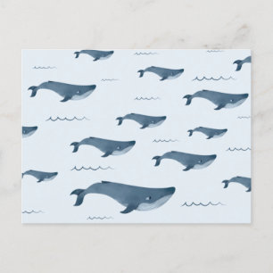 Blauwale, die im Ozean schwimmen Postkarte