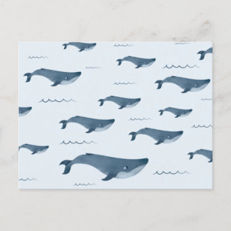 Blauwale, die im Ozean schwimmen Postkarte