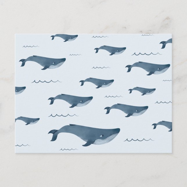 Blauwale, die im Ozean schwimmen Postkarte (Vorderseite)