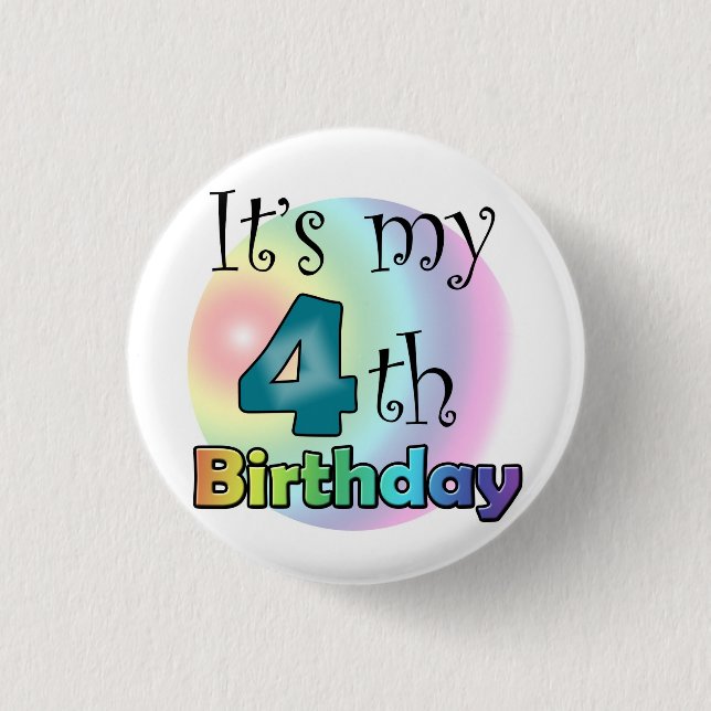 Blauwe Es ist mein 4. Geburtstag Button (Vorderseite)